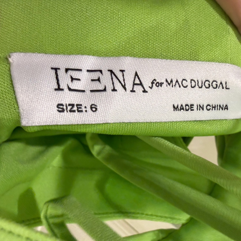 Mac Duggal 27110 Size 6 Bright Lime Neon Green Cutout Twist Open Back Maxi Dress - Picture 8 of 9